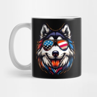 Husky Patriotic Sunglasses American Flag 4th of July Mug